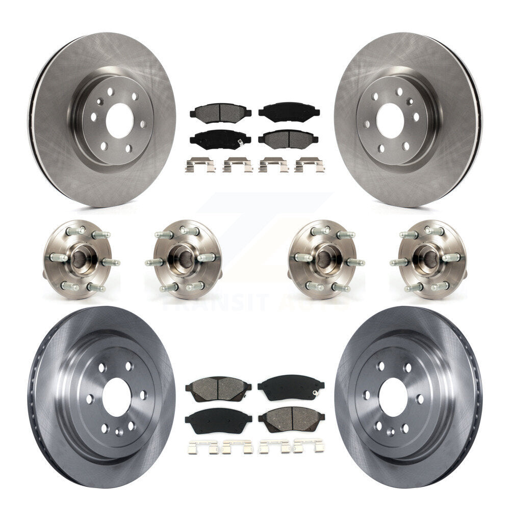 Hub Bearing Brake Rotor And Pad Front Rear Kit (10Pc) For Cadillac SRX Saab 9-4X