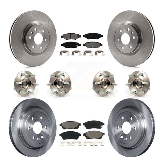 Hub Bearing Brake Rotor And Pad Front Rear Kit (10Pc) For Cadillac SRX Saab 9-4X