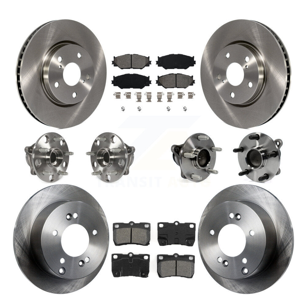 Hub Bearings Disc Brake Rotors And Pads Front Rear Kit (10Pc) For Lexus IS250