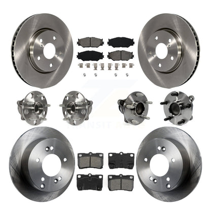 Hub Bearings Disc Brake Rotors And Pads Front Rear Kit (10Pc) For Lexus IS250