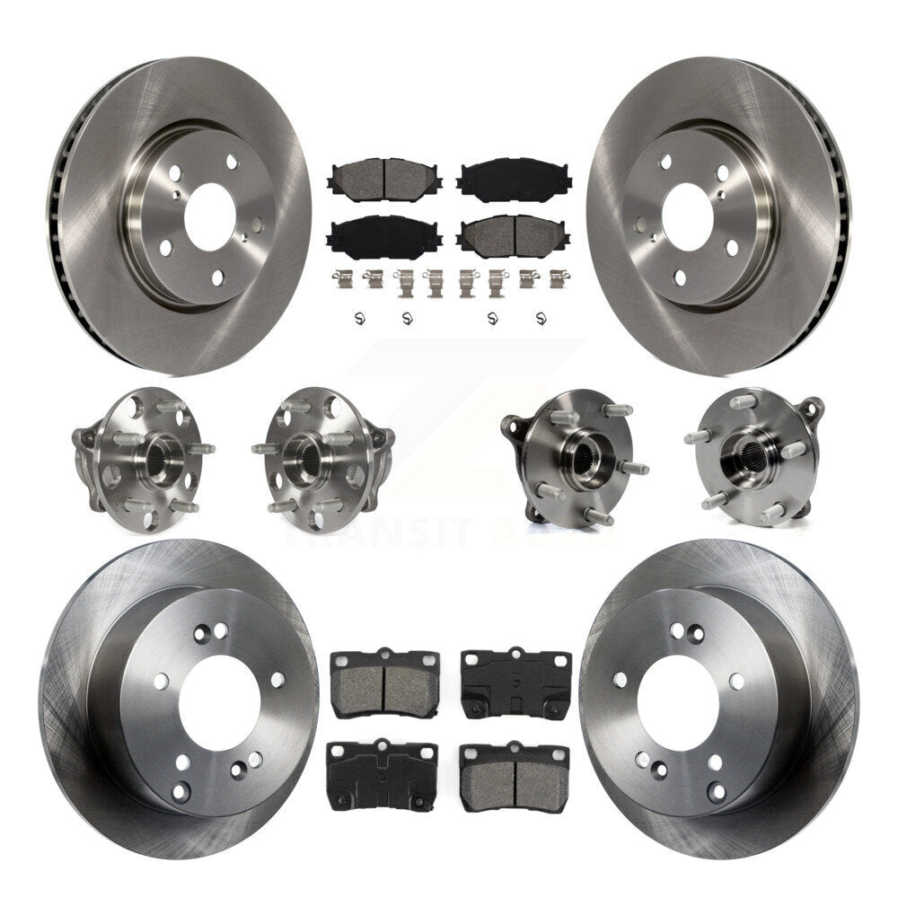 Hub Bearings Disc Brake Rotors And Pads Front Rear Kit (10Pc) For Lexus IS250