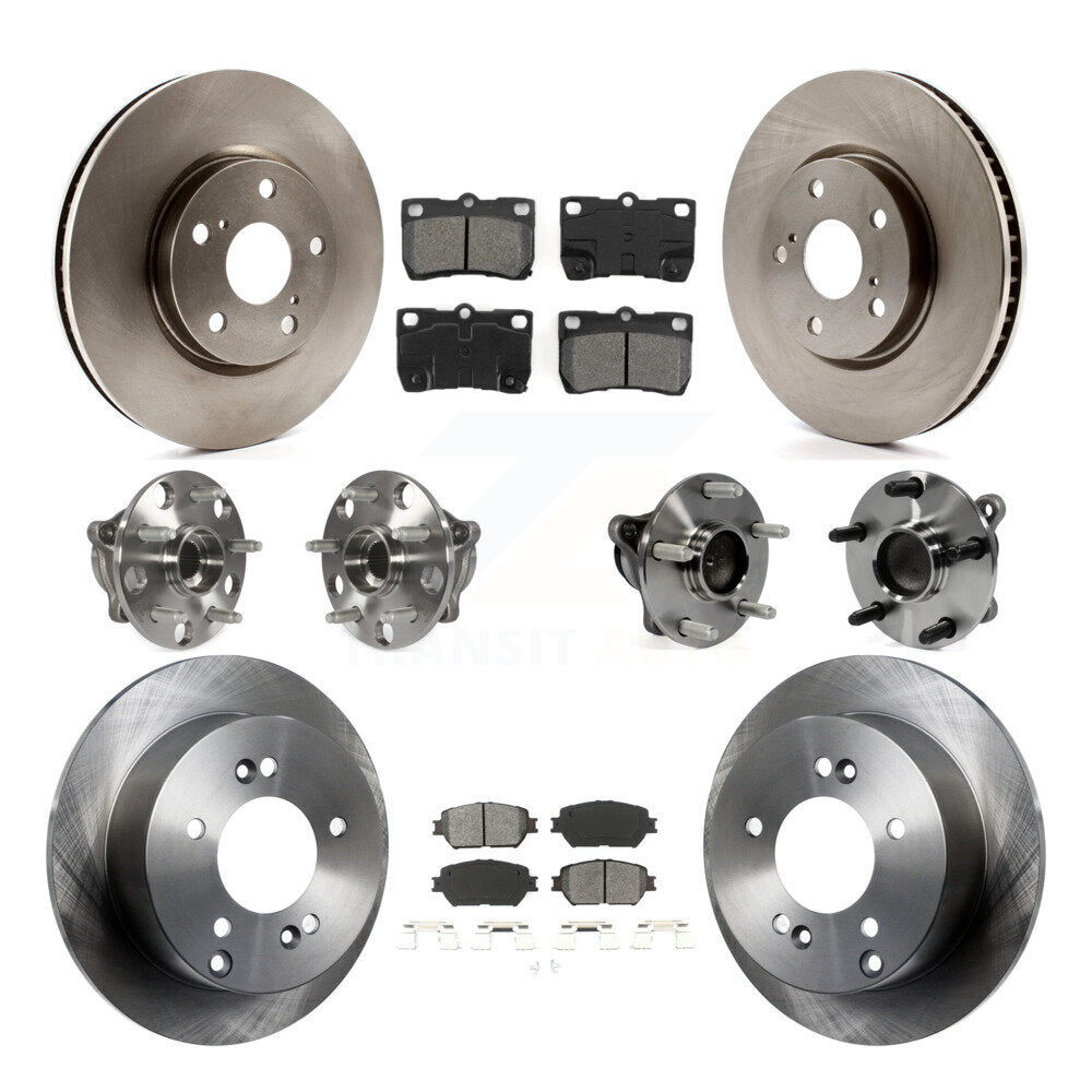 Hub Bearings Disc Brake Rotors And Pads Front Rear Kit (10Pc) For Lexus IS250