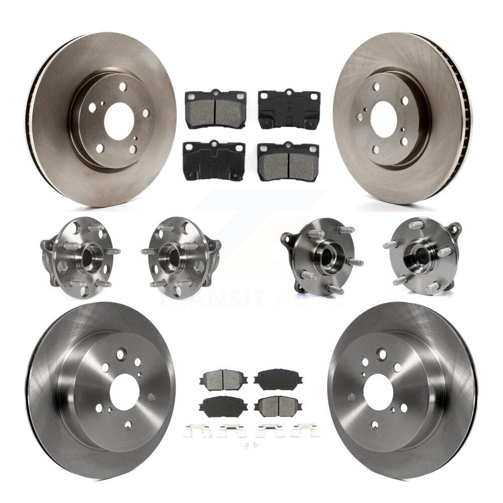 Hub Bearing Disc Brake Rotor Pads Front Rear Kit (10Pc) For 2006 Lexus GS300 AWD