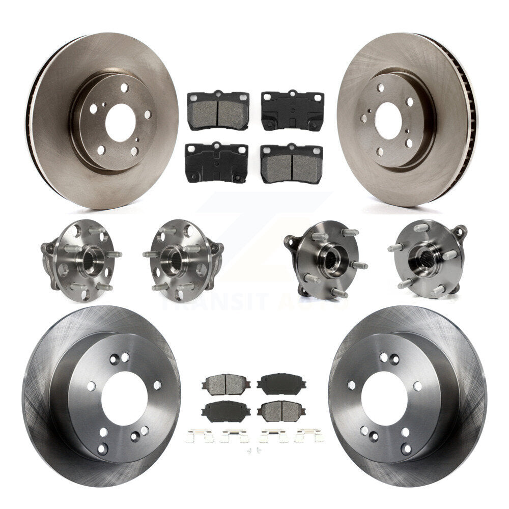 Hub Bearings Disc Brake Rotors And Pads Front Rear Kit (10Pc) For Lexus IS250