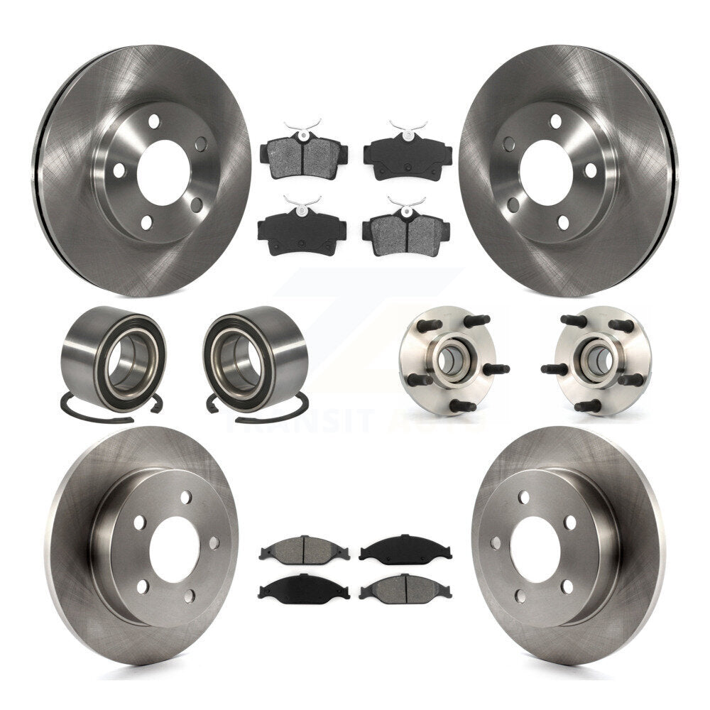 Hub Bearing Disc Brake Rotor And Pad Shoe Front Rear Kit (10Pc) For Ford Mustang
