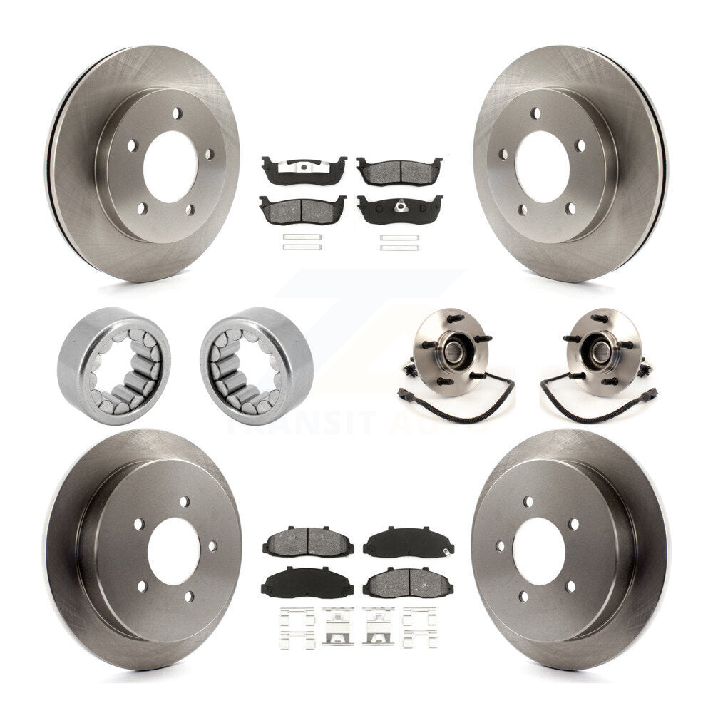 Hub Bearing Disc Brake Rotors And Pads Shoe Front Rear Kit (10Pc) For Ford F-150