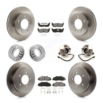 Hub Bearing Disc Brake Rotors And Pads Shoe Front Rear Kit (10Pc) For Ford F-150