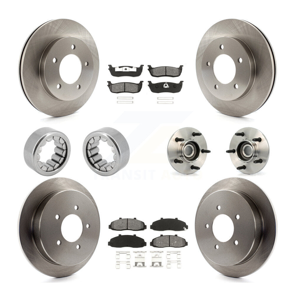 Hub Bearing Disc Brake Rotors And Pads Shoe Front Rear Kit (10Pc) For Ford F-150