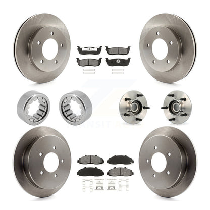 Hub Bearing Disc Brake Rotors And Pads Shoe Front Rear Kit (10Pc) For Ford F-150