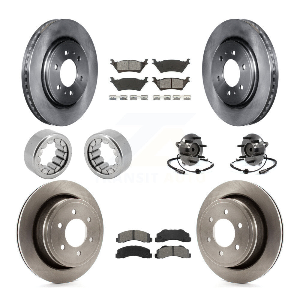Hub Bearing Brake Rotor & Pad Shoe Front Rear Kit (10Pc) For 2014 Ford F-150 RWD