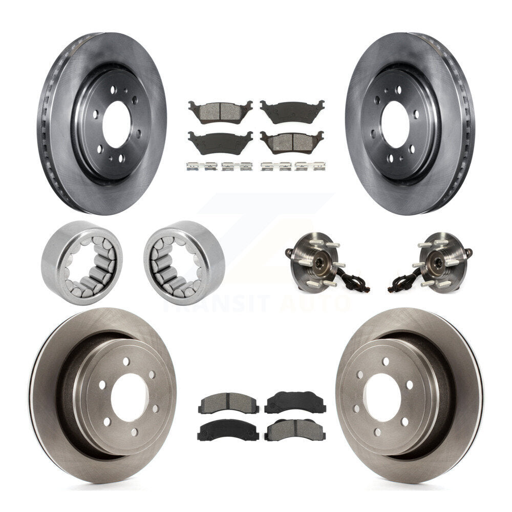 Hub Bearing Disc Brake Rotors And Pads Shoe Front Rear Kit (10Pc) For Ford F-150