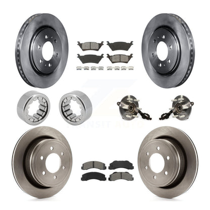 Hub Bearing Disc Brake Rotors And Pads Shoe Front Rear Kit (10Pc) For Ford F-150