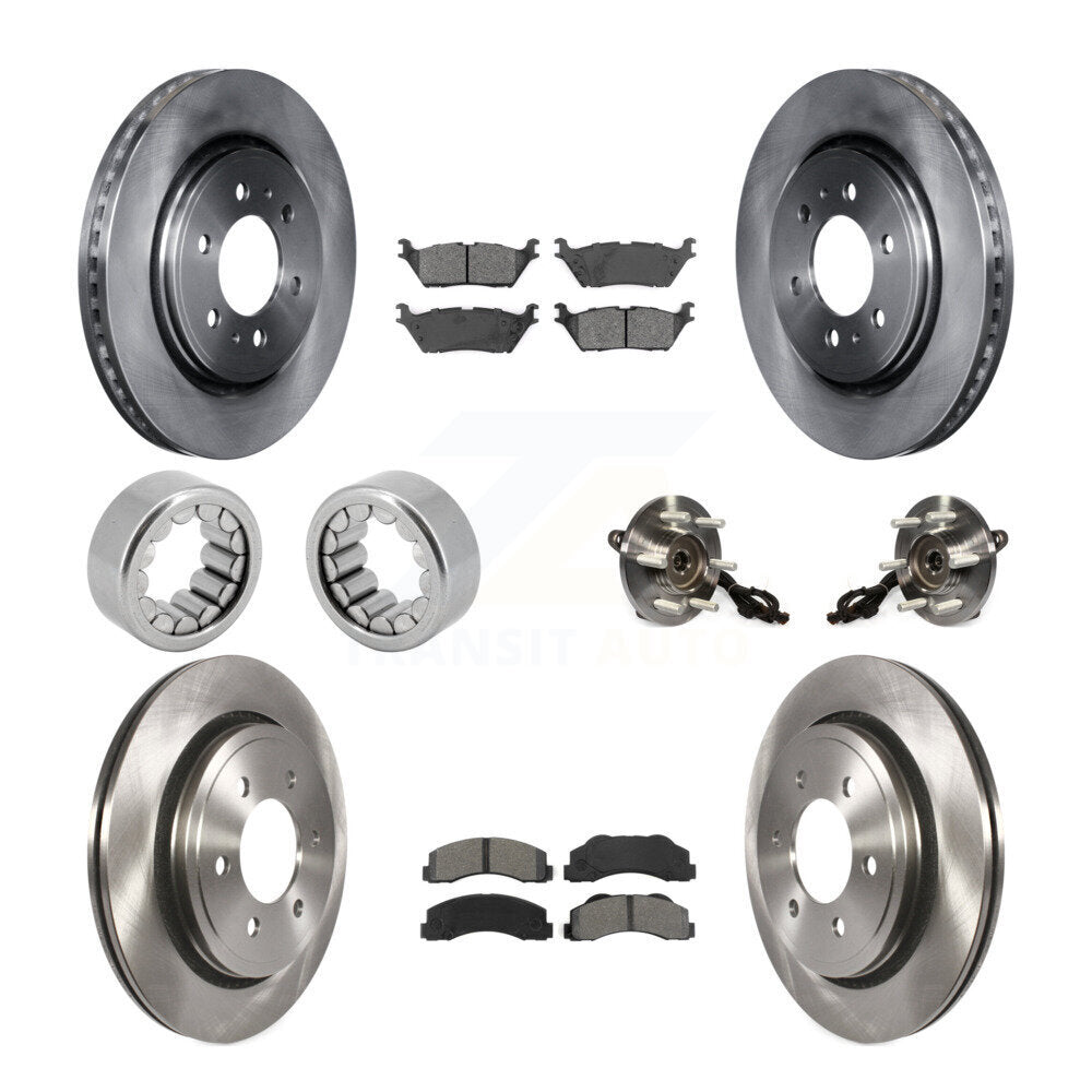 Hub Bearing Disc Brake Rotors And Pads Shoe Front Rear Kit (10Pc) For Ford F-150