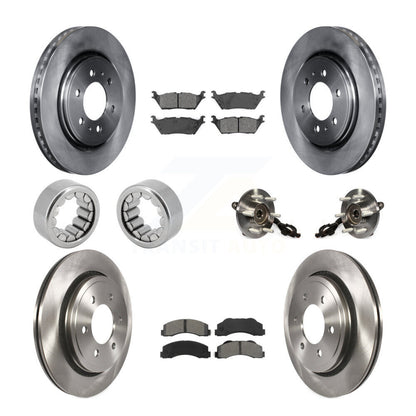 Hub Bearing Disc Brake Rotors And Pads Shoe Front Rear Kit (10Pc) For Ford F-150