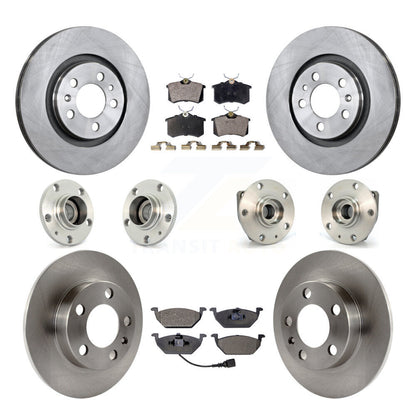 Hub Bearing Disc Brake Rotor Pads Front Rear Kit (10Pc) For Volkswagen Golf City