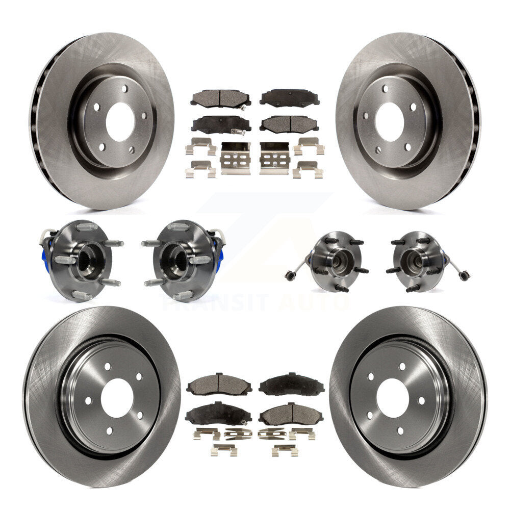 Hub Bearings Disc Brake Rotors And Pads Front Rear Kit (10Pc) For Cadillac XLR