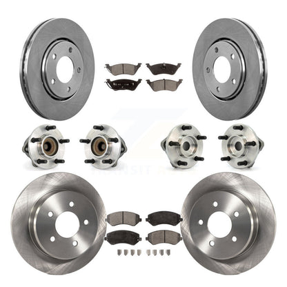 Hub Bearing Brake Rotor Pad Front Rear Kit (10Pc) For Dodge Caravan Grand Town &