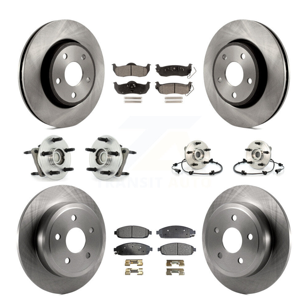 Hub Bearing Disc Brake Rotor & Pad Front Rear Kit (10Pc) For Jeep Grand Cherokee