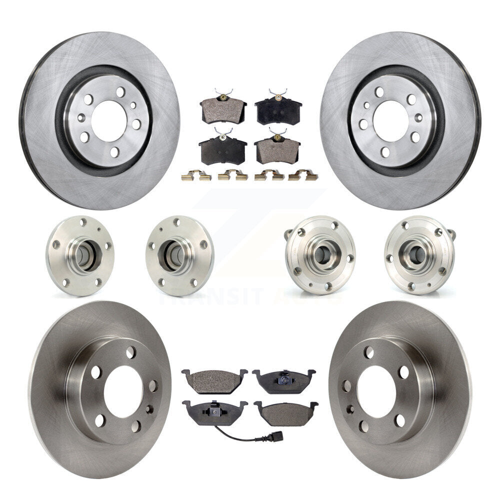 Hub Bearing Disc Brake Rotor And Pads Front Rear Kit (10Pc) For Volkswagen Jetta