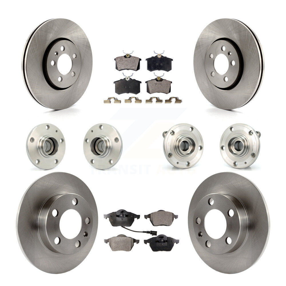 Hub Bearing Disc Brake Rotor And Pads Front Rear Kit (10Pc) For Volkswagen Jetta