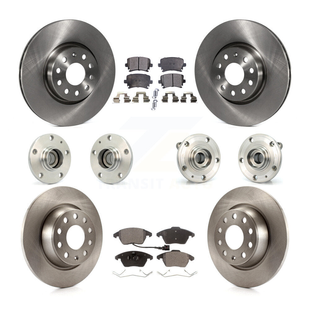 Hub Bearing Disc Brake Rotor Pads Front Rear Kit (10Pc) For Volkswagen CC Passat