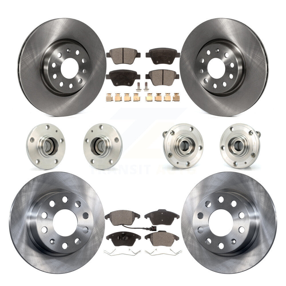 Hub Bearing Disc Brake Rotor Pad Front Rear Kit (10Pc) For Volkswagen Jetta 2.0L