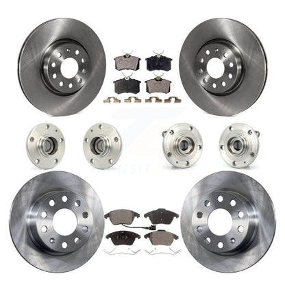 Hub Bearing Brake Rotor & Pads Front Rear Kit (10Pc) For Volkswagen Jetta Beetle