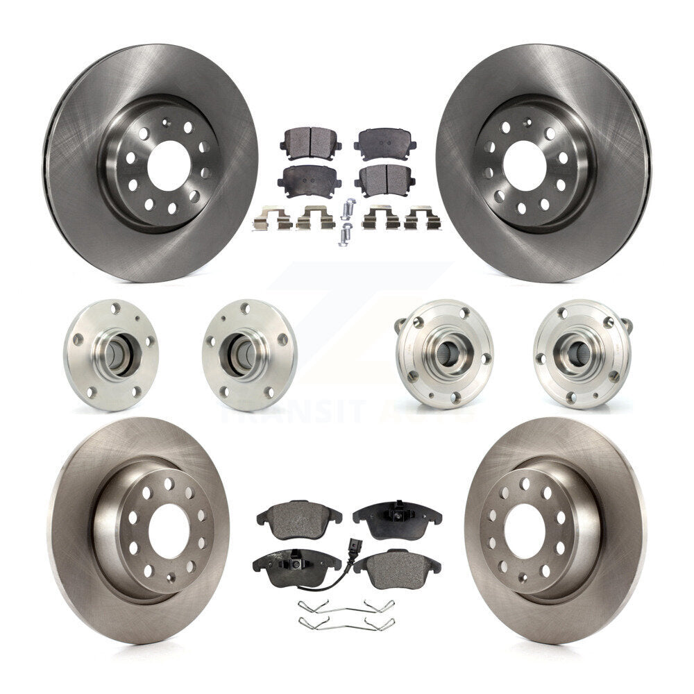 Hub Bearing Brake Rotor Pads Front Rear Kit (10Pc) For Volkswagen Tiguan Audi Q3