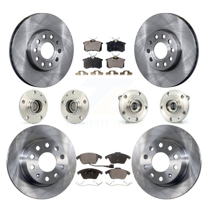 Hub Bearing Brake Rotor & Pads Front Rear Kit (10Pc) For Volkswagen Jetta Beetle