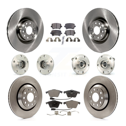 Hub Bearing Disc Brake Rotor Pads Front Rear Kit (10Pc) For Volkswagen Passat CC