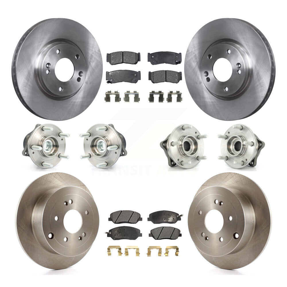 Hub Bearing Brake Rotor Pad Front Rear Kit (10Pc) For 07-09 Hyundai Santa Fe FWD