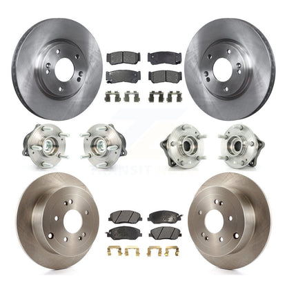 Hub Bearing Brake Rotor Pad Front Rear Kit (10Pc) For 07-09 Hyundai Santa Fe FWD