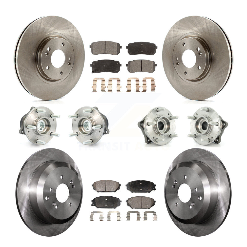 Hub Bearing Brake Rotor Pad Front Rear Kit (10Pc) For 07-12 Hyundai Veracruz FWD