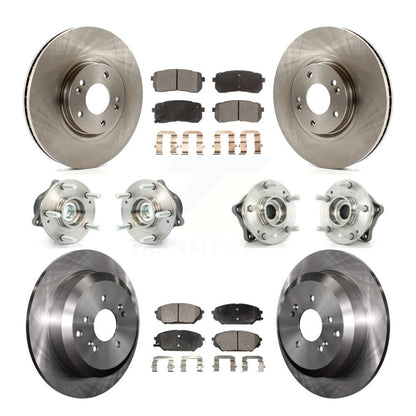 Hub Bearing Brake Rotor Pad Front Rear Kit (10Pc) For 07-12 Hyundai Veracruz FWD