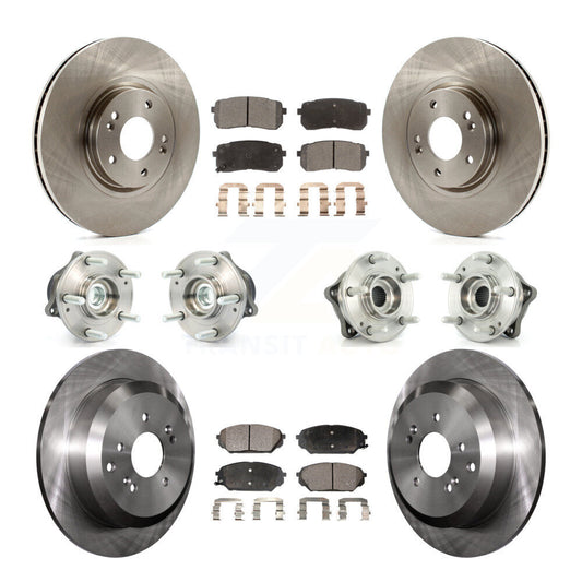 Hub Bearing Brake Rotor Pad Front Rear Kit (10Pc) For 07-12 Hyundai Veracruz FWD