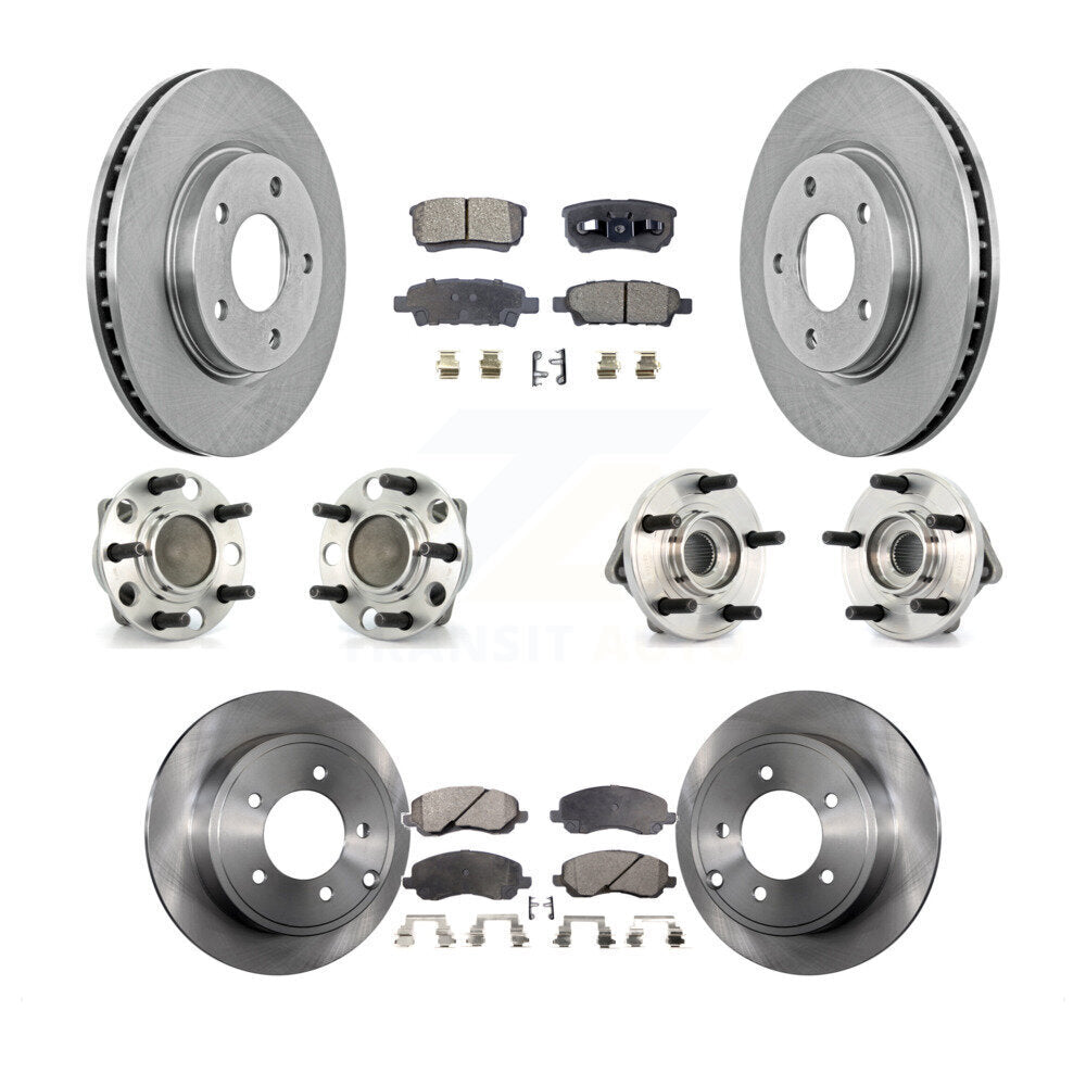 Hub Bearings Disc Brake Rotors And Pads Front Rear Kit (10Pc) For Dodge Caliber