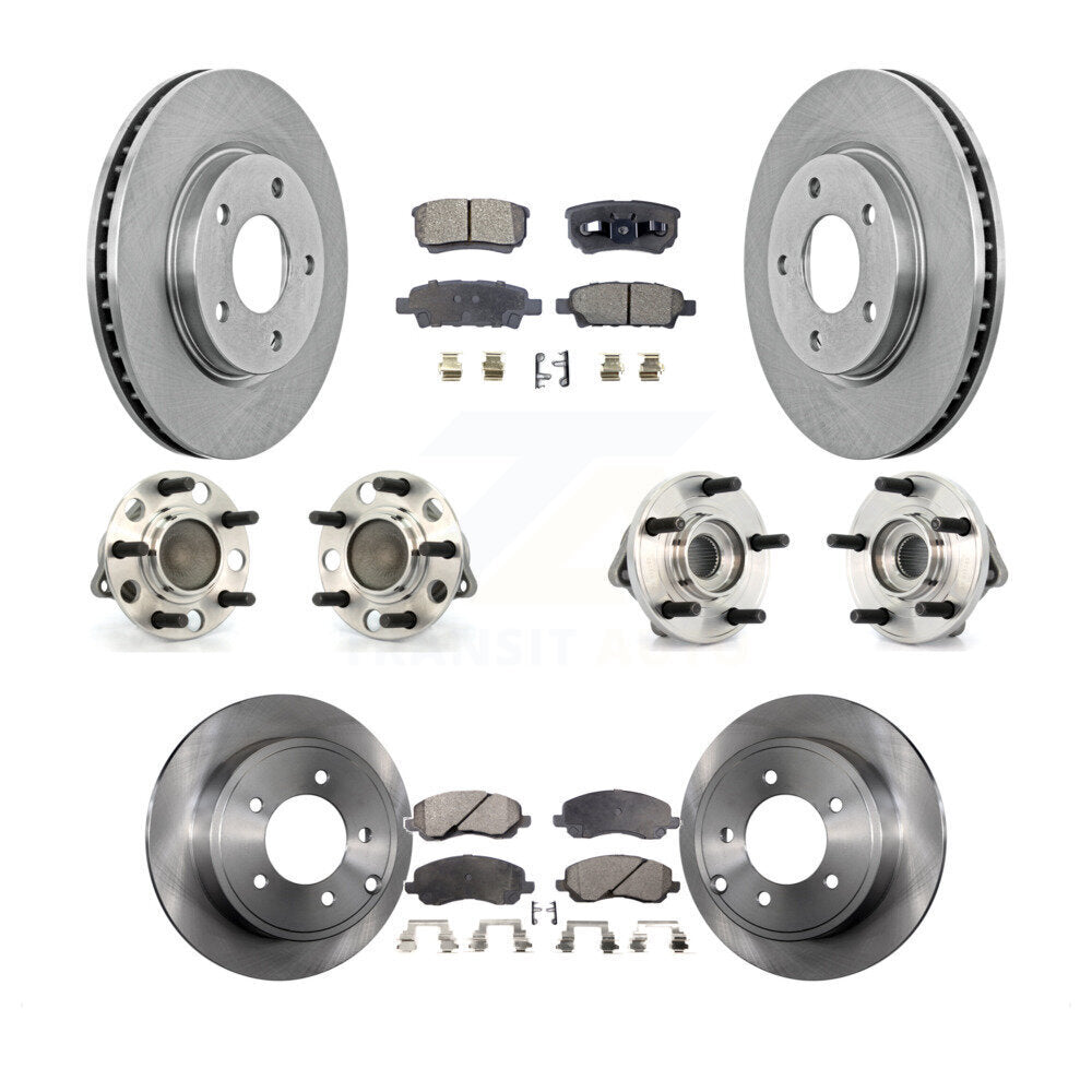 Hub Bearings Disc Brake Rotors And Pads Front Rear Kit (10Pc) For Dodge Caliber