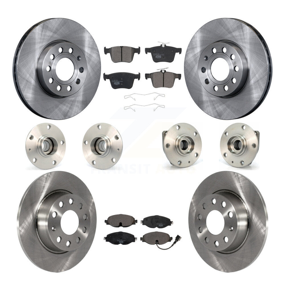 Hub Bearing Brake Rotor & Pads Front Rear Kit (10Pc) For 15-19 Volkswagen e-Golf