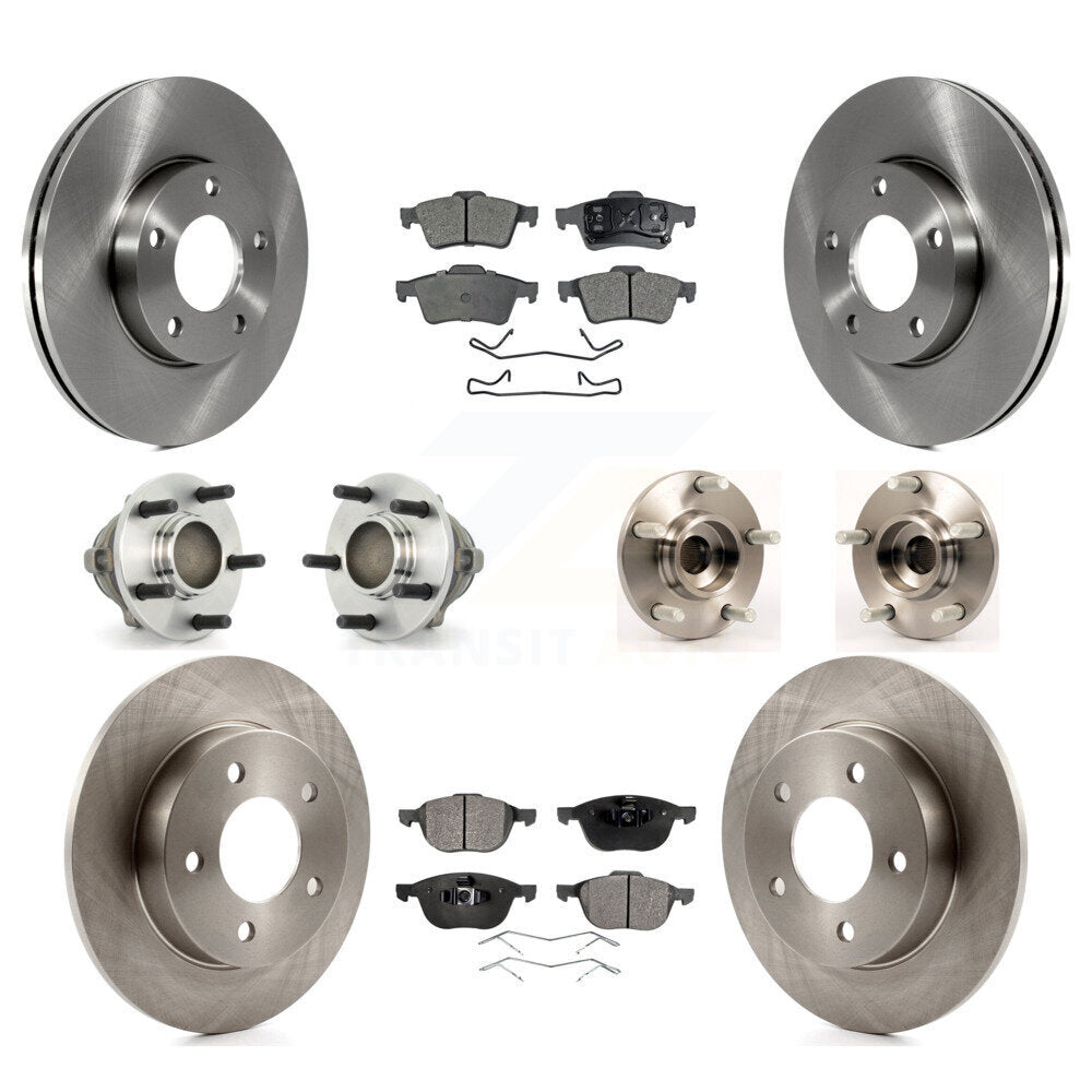 Hub Bearing Disc Brake Rotors And Ceramic Pads Front Rear Kit (10Pc) For Mazda 3