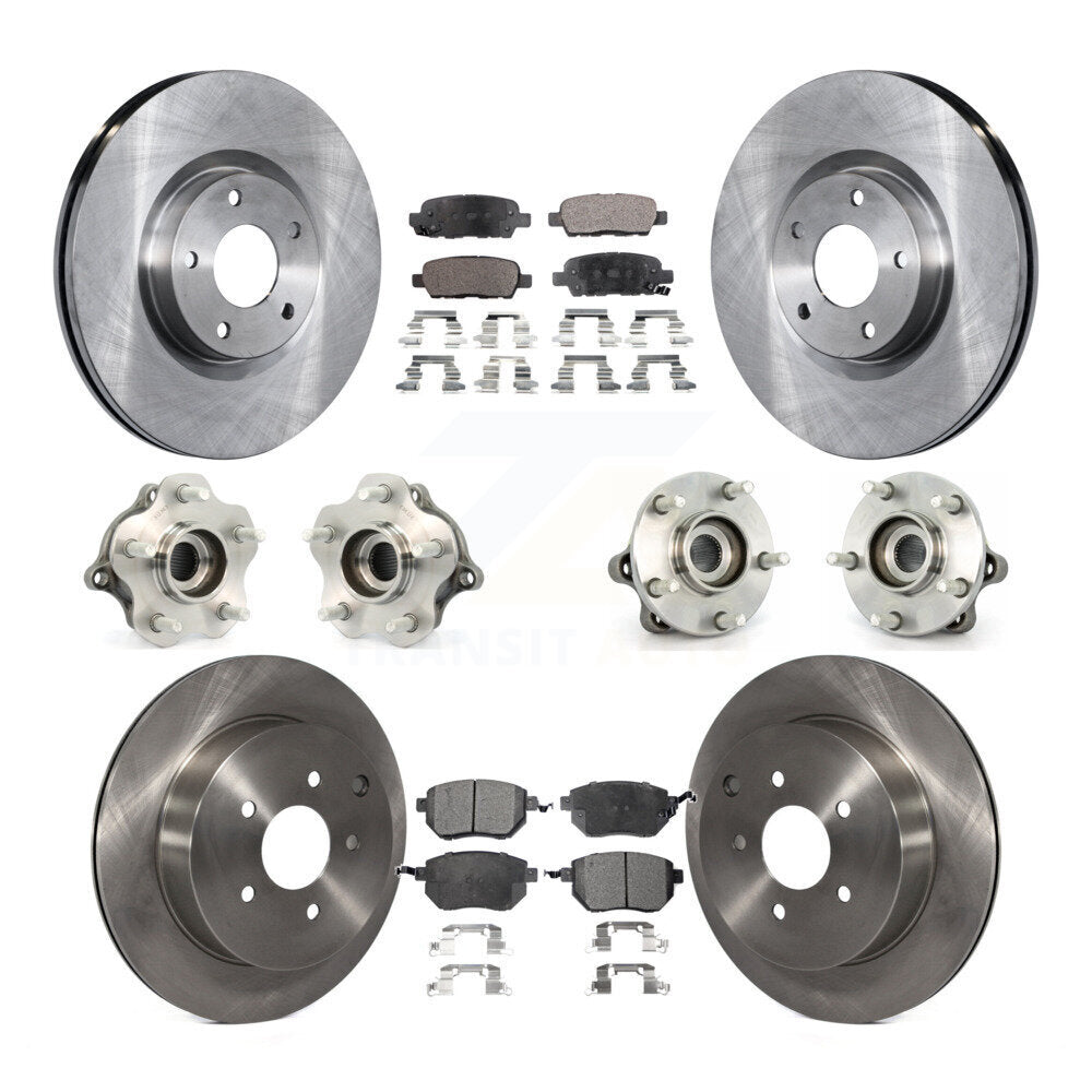Hub Bearing Brake Rotor & Pads Front Rear Kit (10Pc) For 03-04 Nissan Murano AWD
