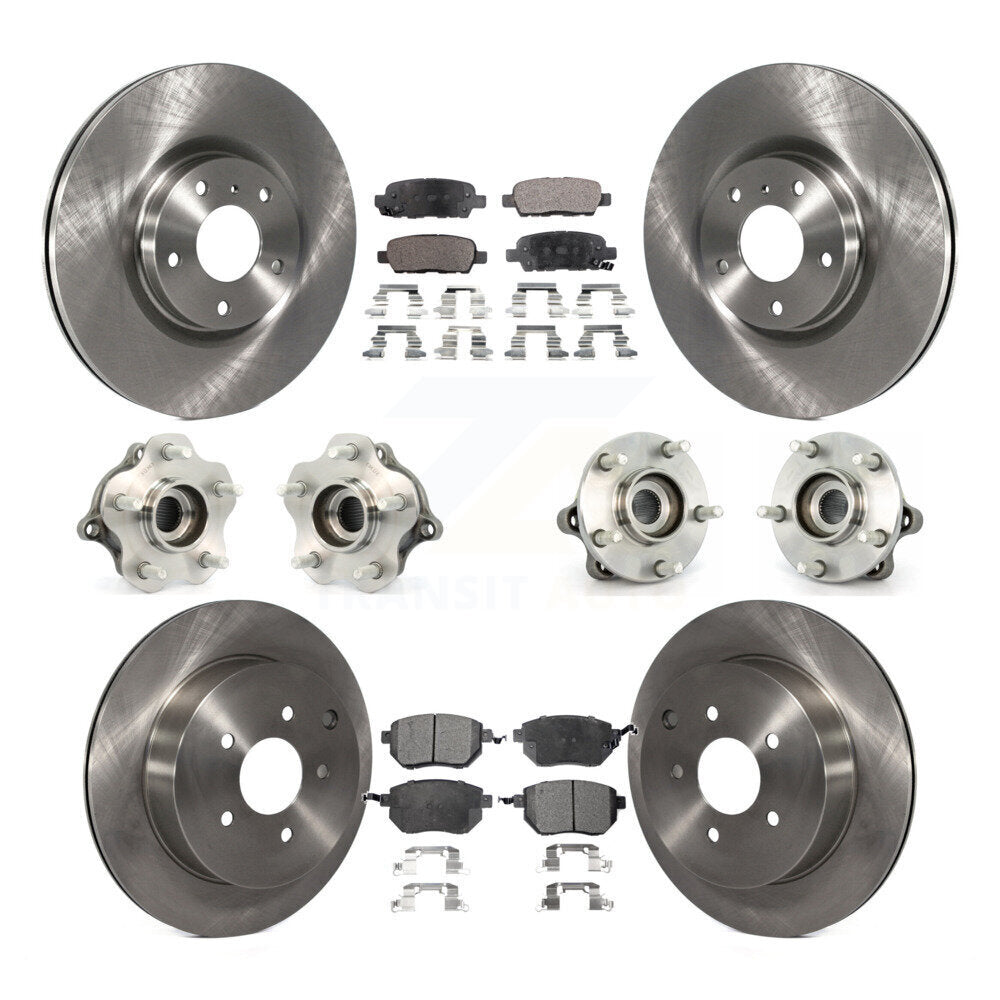 Hub Bearing Brake Rotor & Pads Front Rear Kit (10Pc) For 05-07 Nissan Murano AWD