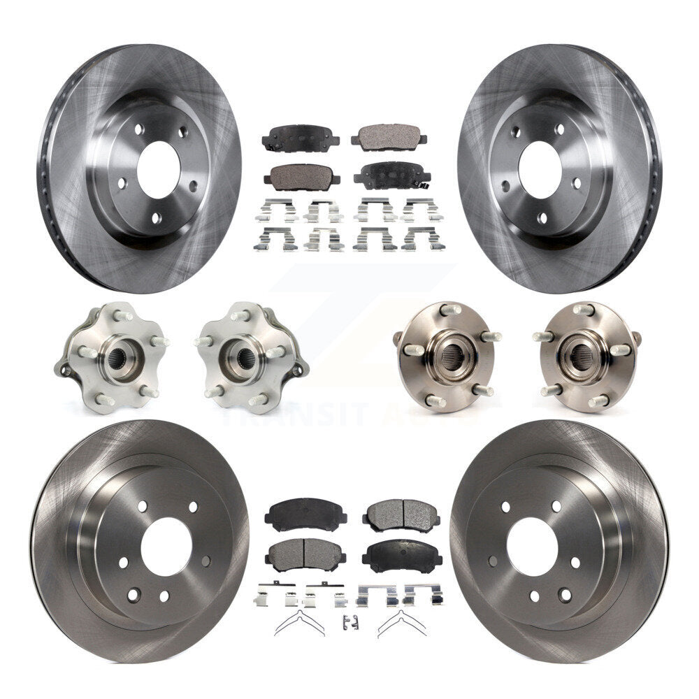 Hub Bearing Disc Brake Rotor And Pads Front Rear Kit (10Pc) For Nissan Rogue AWD