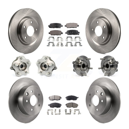 Hub Bearings Disc Brake Rotors And Pads Front Rear Kit (10Pc) For Nissan Juke