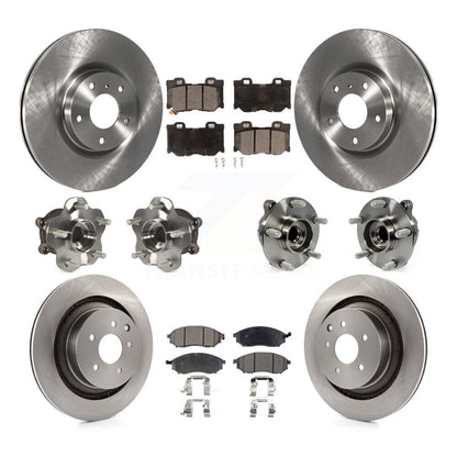 Hub Bearings Disc Brake Rotors And Pads Front Rear Kit (10Pc) For Nissan 370Z
