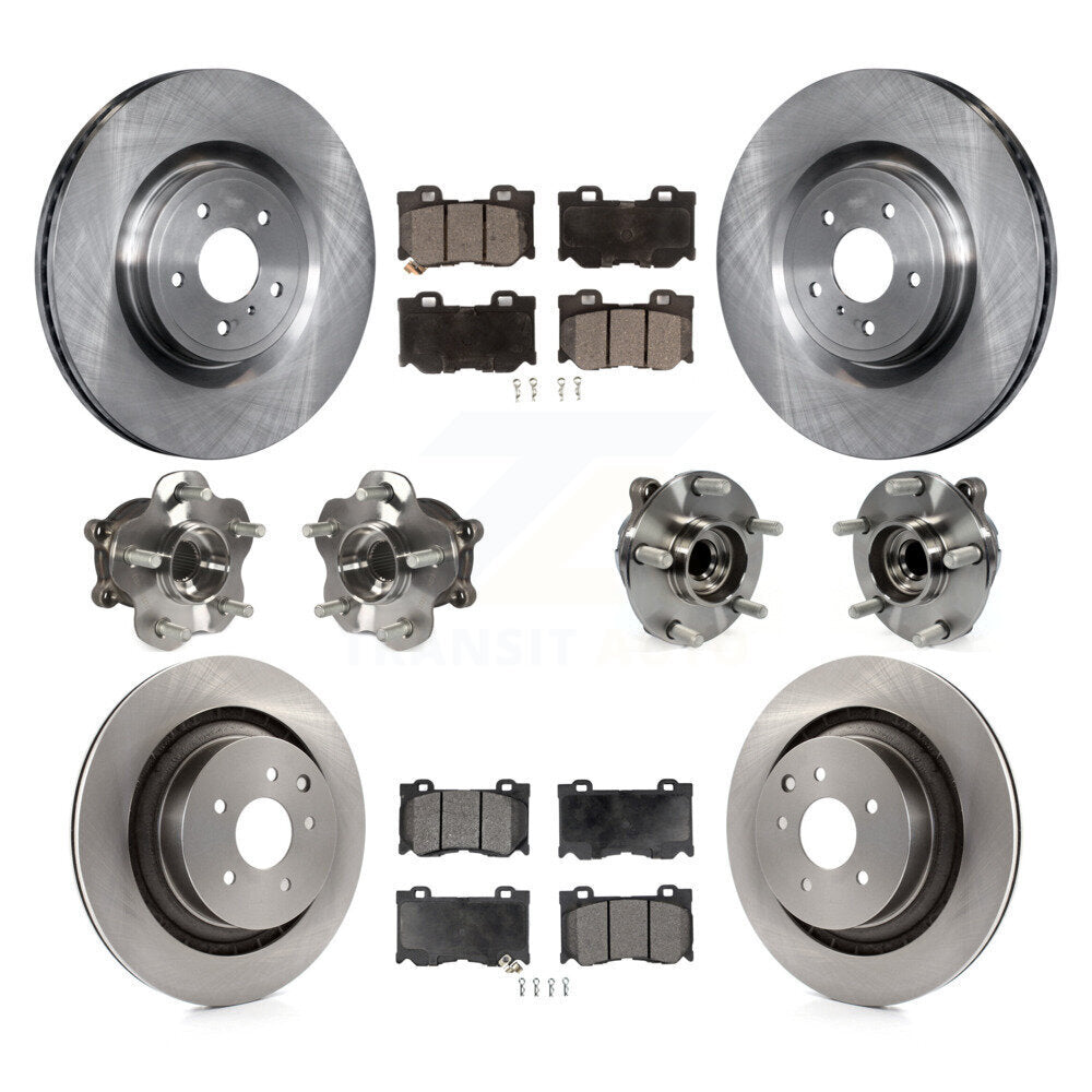 Hub Bearing Brake Rotor Pad Front Rear Kit (10Pc) For 2009-2013 INFINITI G37 RWD