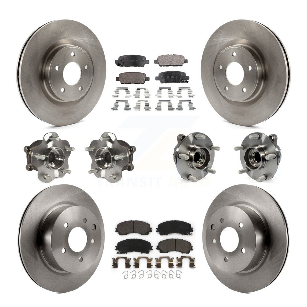 Hub Bearing Brake Rotor & Pads Front Rear Kit (10Pc) For 16-17 INFINITI QX50 RWD