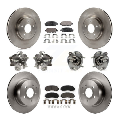 Hub Bearing Brake Rotor & Pads Front Rear Kit (10Pc) For 16-17 INFINITI QX50 RWD