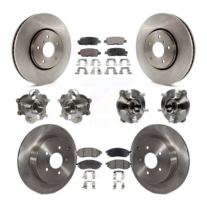 Hub Bearing Brake Rotor And Pad Front Rear Kit (10Pc) For INFINITI FX35 FX37 AWD
