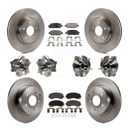 Hub Bearing Brake Rotor & Pads Front Rear Kit (10Pc) For 16-17 INFINITI QX50 AWD