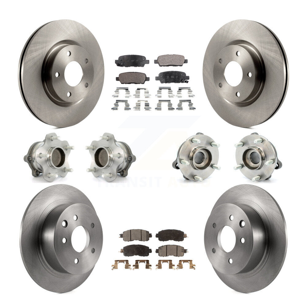 Hub Bearings Disc Brake Rotors And Pads Front Rear Kit (10Pc) For Nissan Altima
